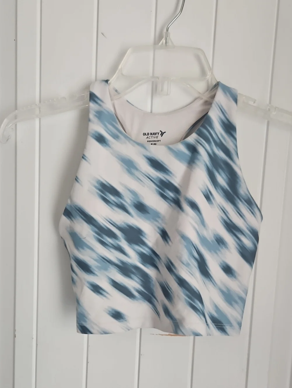 Old Navy Active Blue Patterned High-Neck Sports Bra Top